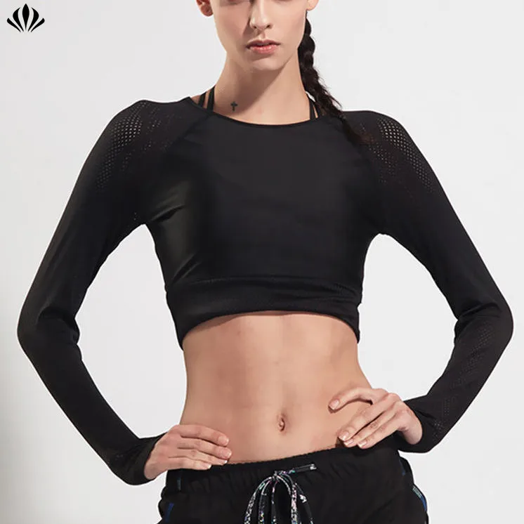 cropped long sleeve running top