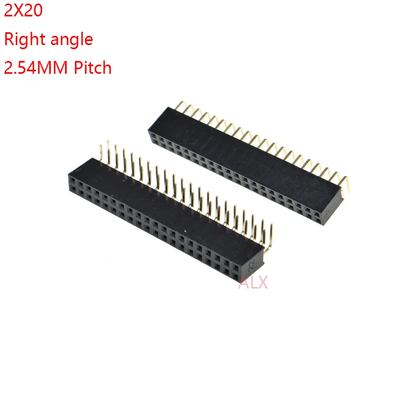 uxcell a15010500ux0918 2.54mm 2 x 20-pin Male Double Row Right Angle Pin Header Strip Pack of 10 