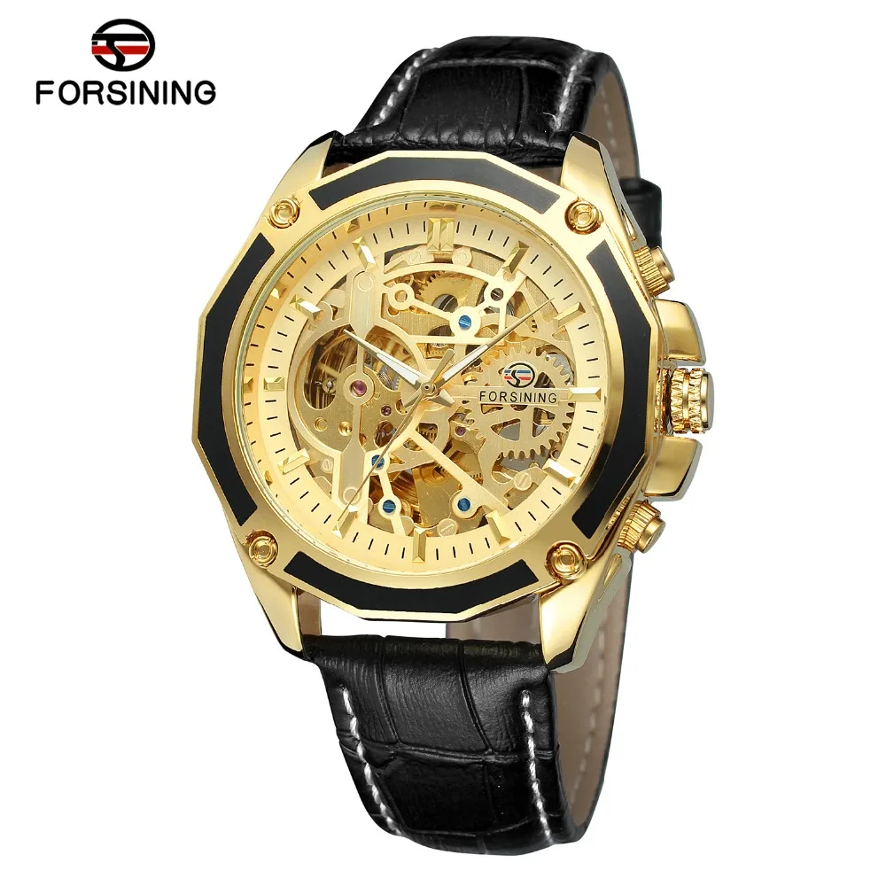 Luxury Skeleton Automatic Leather Watch for Men