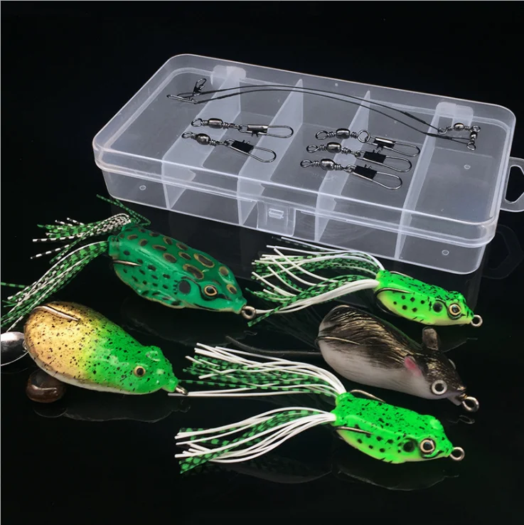 Weihe Silicone Rubber Ray Frog Set Fishing Soft Frog Fishing Lures 