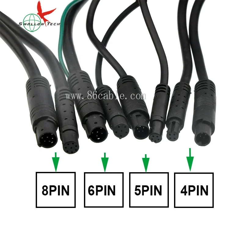Swallowtech 4Pin 5Pin 6Pin 8Pin and 9Pin Mini Din Male to Female or to Rca Audio Video Cables for Car Rear View Camera System