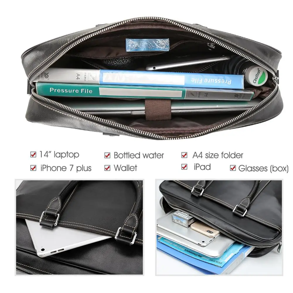 China Manufacturer Men Genuine Leather Briefcase Bag Real Leather Laptop Briefcase for Man