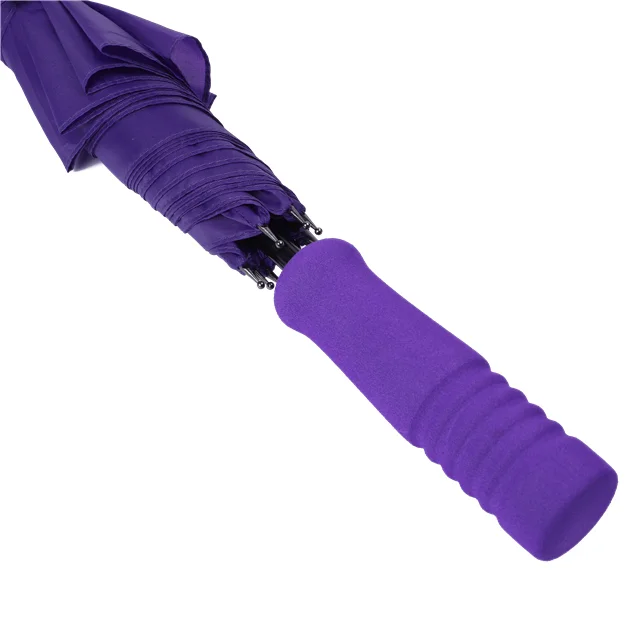 Auto Open EVA Handle Purple Color Straight Umbrella Custom logo Printed 1 Folding Paraguas Umbrellas