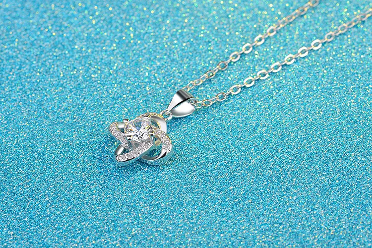 Hot Sale Women's Four Leaf Clover Necklace Silver Plating Lucky Bamboo Chain Zircon Main Alloy New Design Pendants Anniversary
