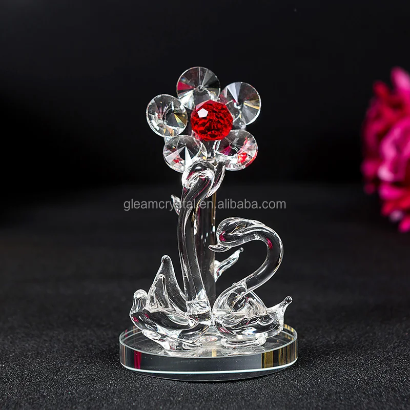 Блестящий Забавный маленький Кристальный цветок и Мишка для девочки Тедди Кристальные фигурки животных хрустальные
