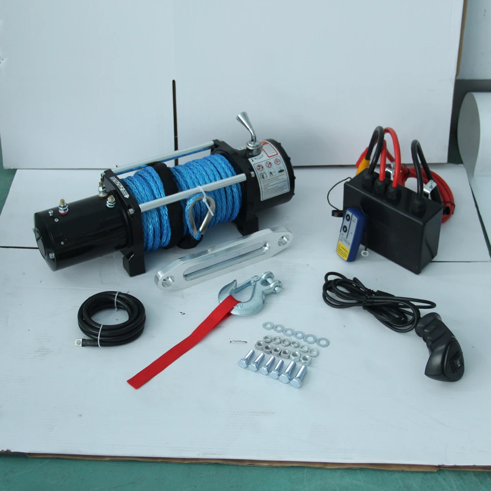 12000lb Waterproof Synthetic Rope Winch For Jeep Truck Suv Electric
