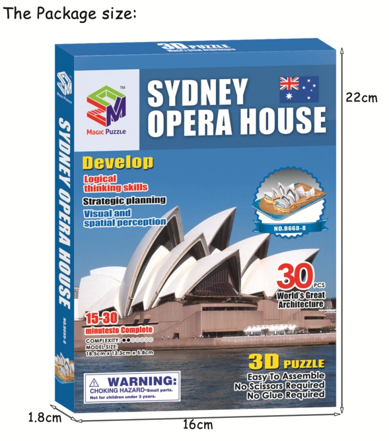 World Famous Architecture 3D Puzzle Australia Sydney Opera House Building Toys Jigsaw Puzzles Toys Educational Toys for Children