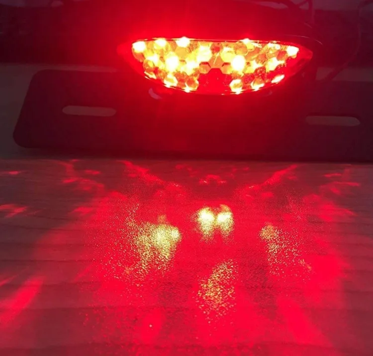 LED Motorcycle Tail Brake Stop License Plate Light Premium Lighting System Taillight Brake Light