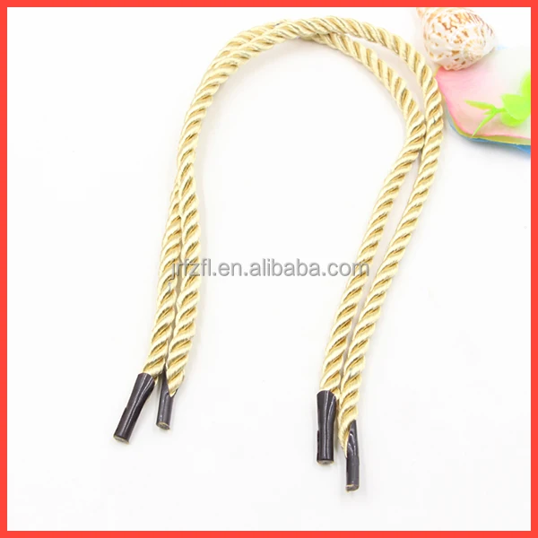 Green Color 3 Strand With Two Black Tips Nails Rope Handle Tote Bag Shopping Bag