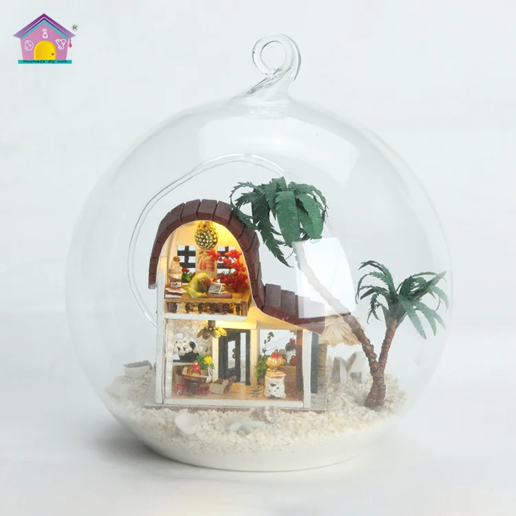 Необработанные со светом и моделирование мебель стеклянный шар миниатюрная мебель dollhouse DIY