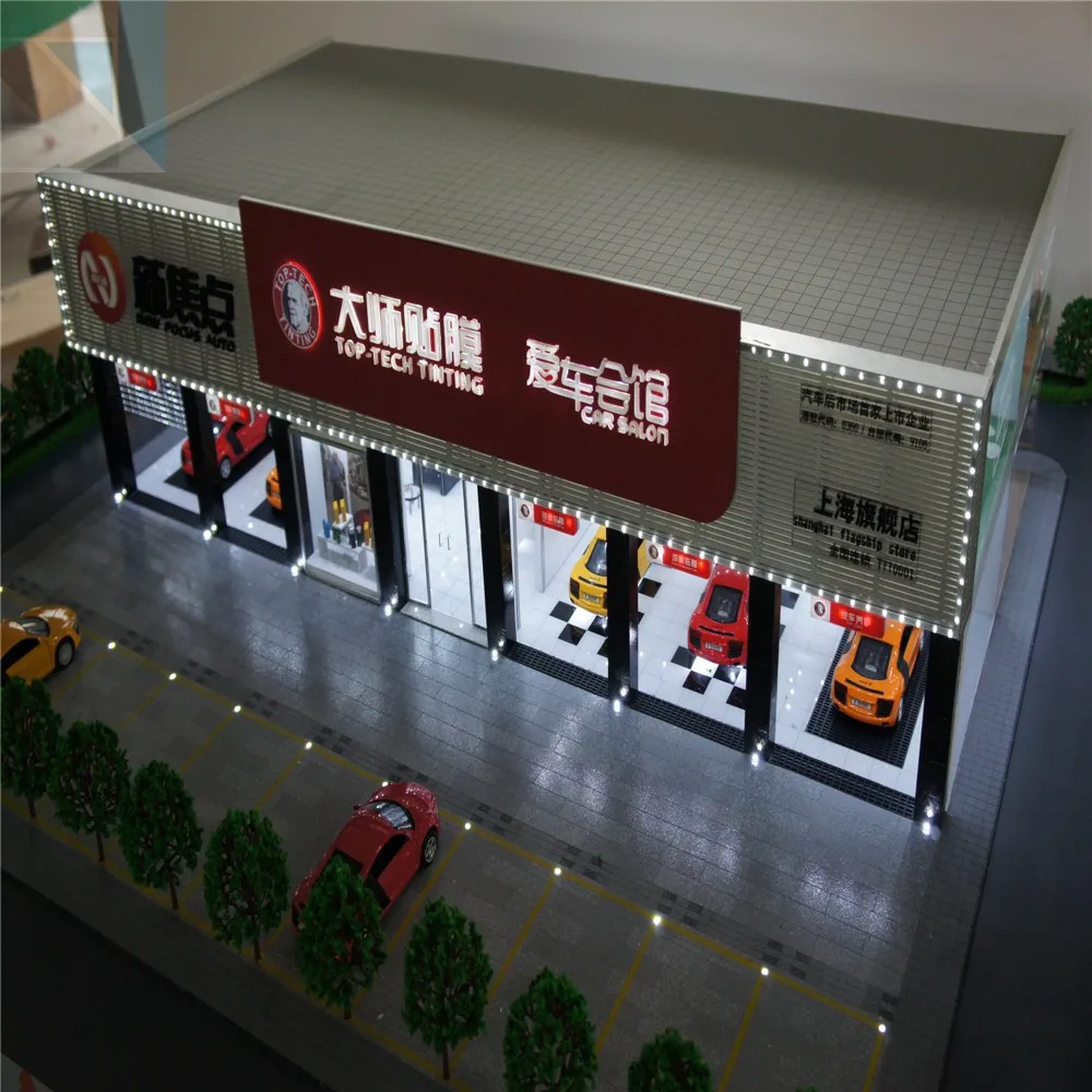 Abs and Acrylic handmade model with building model cars, 3d building models