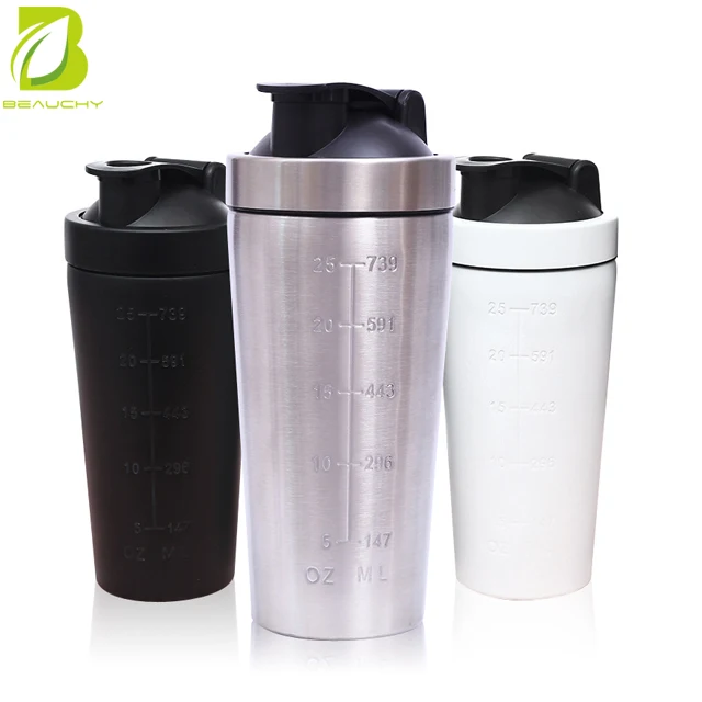 Beauchy 304 Stainless Steel 750ML Metal Protein Shaker Bottle With