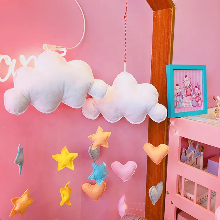 Настенное украшение для дома розового цвета, войлочная подвесная игрушка в форме Луны