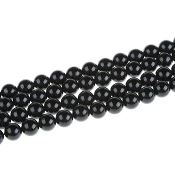 8mm Round Black Tourmaline Crystal Stone Bead For Bracelet Making , Natural Loose Stone Beads