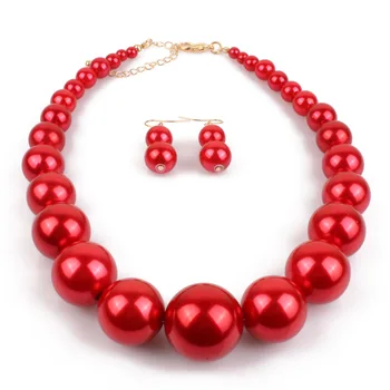 Pearl necklace costume jewellery, pearl glass bead necklace pujiang