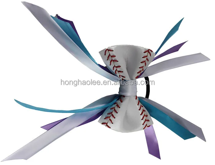 Лидер продаж 2024 Спорт на открытом воздухе бейсбол с лентой Софтбол кожа ручной работы бант для волос в наличии ювелирные изделия