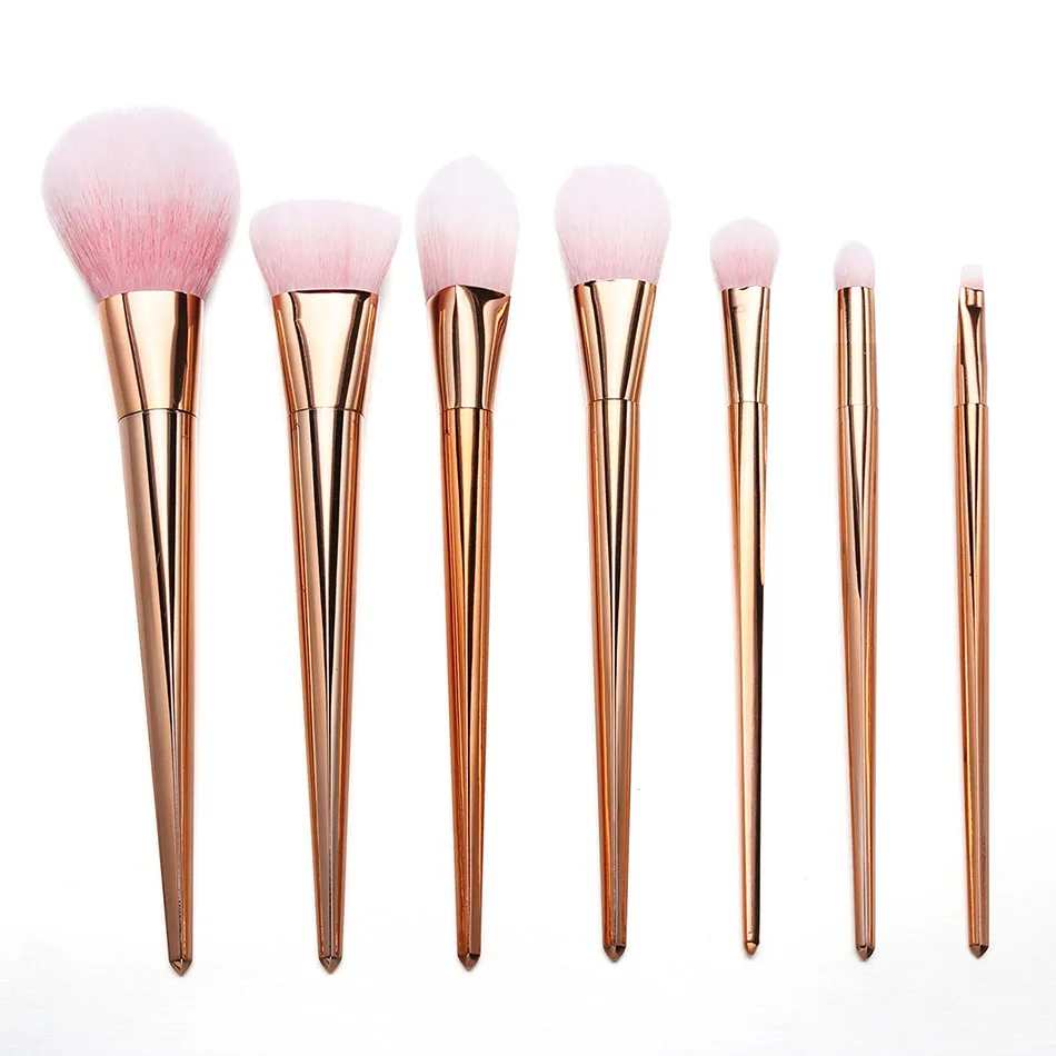 Best 7Pcs/Set Pro Metal Gold Brush makeup brushe Silver/Gold/Pink Makeup Brush kit Sets for Facial Blush Foundation #5k