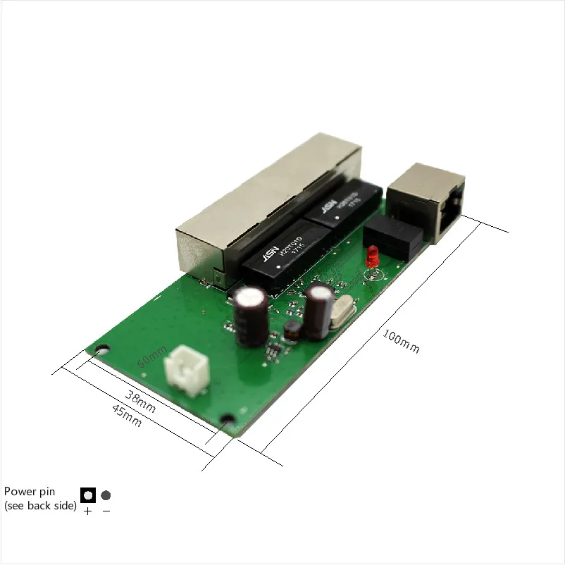 Realtek оригинальный чип 5 rj45 со светодиодным неуправляемым разъемом plug n play 4 + 1 порт, мини-переключатель данных сети 12 В, Лучшая производительность дизайна