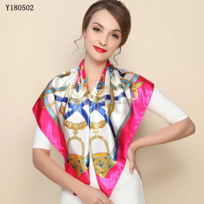 Custom Brand Design Digital Printing Famous Brand Scarf 2021 New Trending Silk Scarf