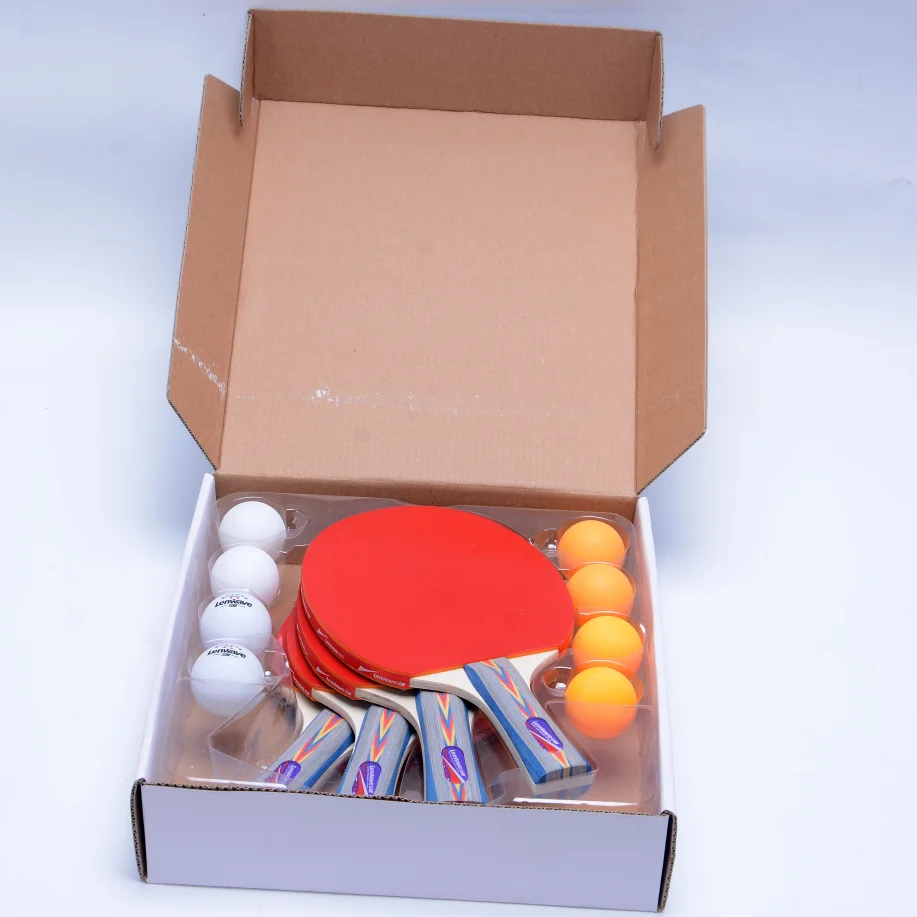 
Заводской комплект Весла для пинг-понга, деревянные чехлы из тополя, 4 игрока, 8 мячей, весло для пинг-понга 