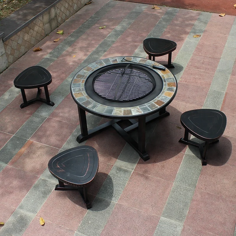 All Weather Iron Barbecue Table and Chair Outdoor Garden Patio Furniture