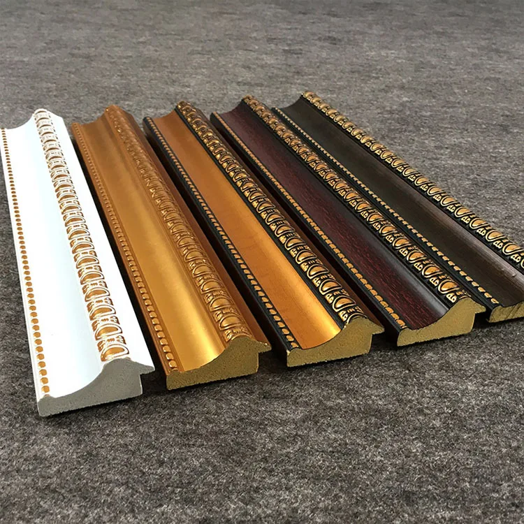 Free Sample Wholesale New Design Gold Fancy Ps Frame Moulding Profile