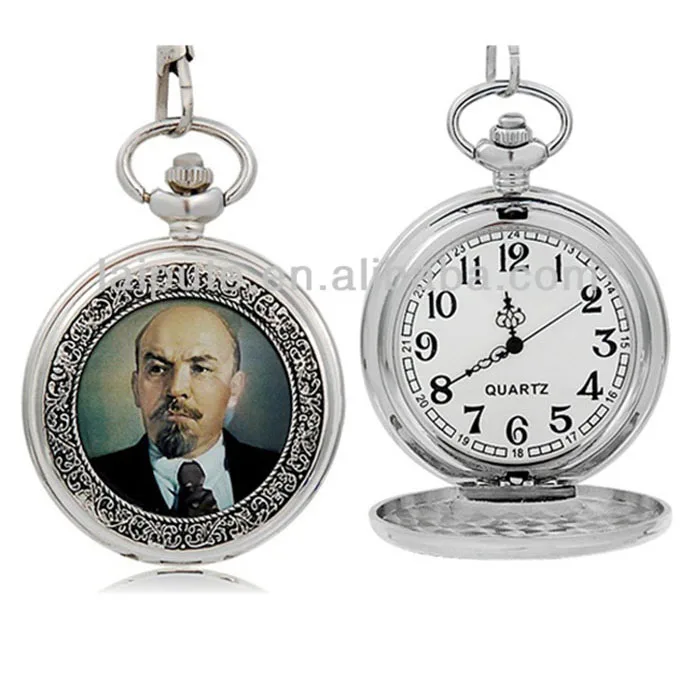Lenin Print Ceramic Quartz Analog Pocket Watch Light Weight Pocket Watch