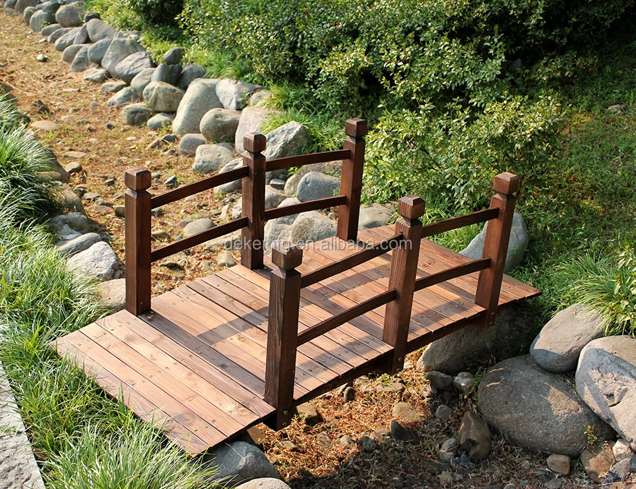 Outsunny 1.5M Wooden Garden Bridge Lawn DÃƒÂ©cor Stained Finish Arc Ou