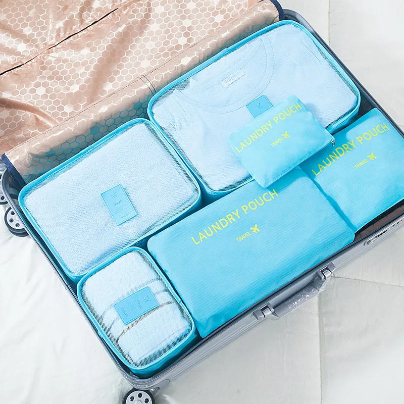 Six Pièces Set bagages organisateur valise sacs de stockage emballage Voyage Cubes 