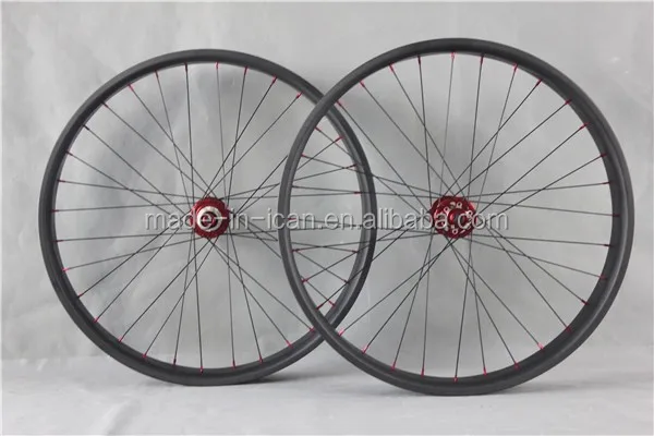 ICAN Carbon Fat Bike Wheel Set Powerway Red Hub Snow Wheels