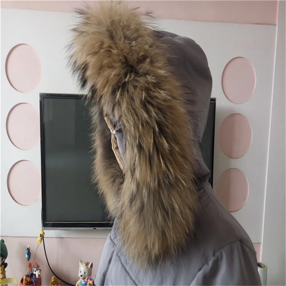 Factory Direct Supply Real Raccoon Fur Trim for Hood Detachable Raccoon Fur Collars