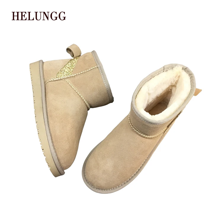 Оптовая продажа, зимние теплые мягкие сапоги из натуральной кожи для женщин и девочек