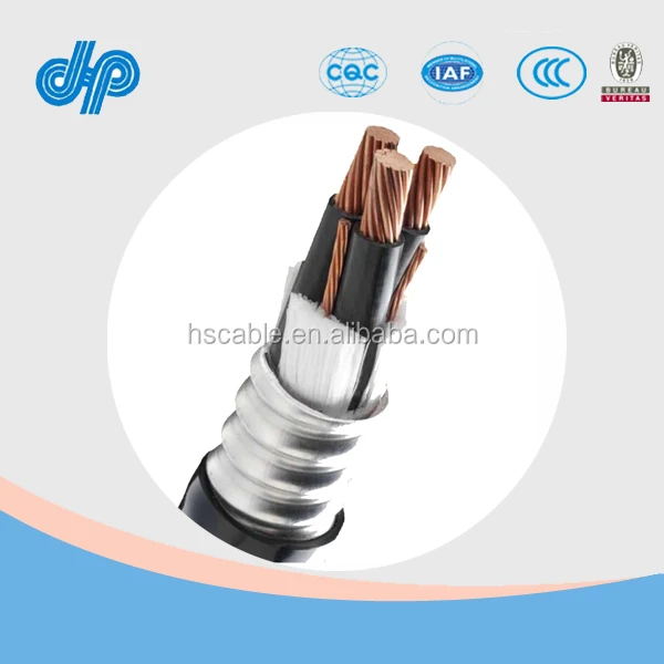 5KV 8KV 15KV 3C with Ground Multiconductor XLPE PVC AIA Aluminum Interlocked Armoured Power Cable 350 MCM