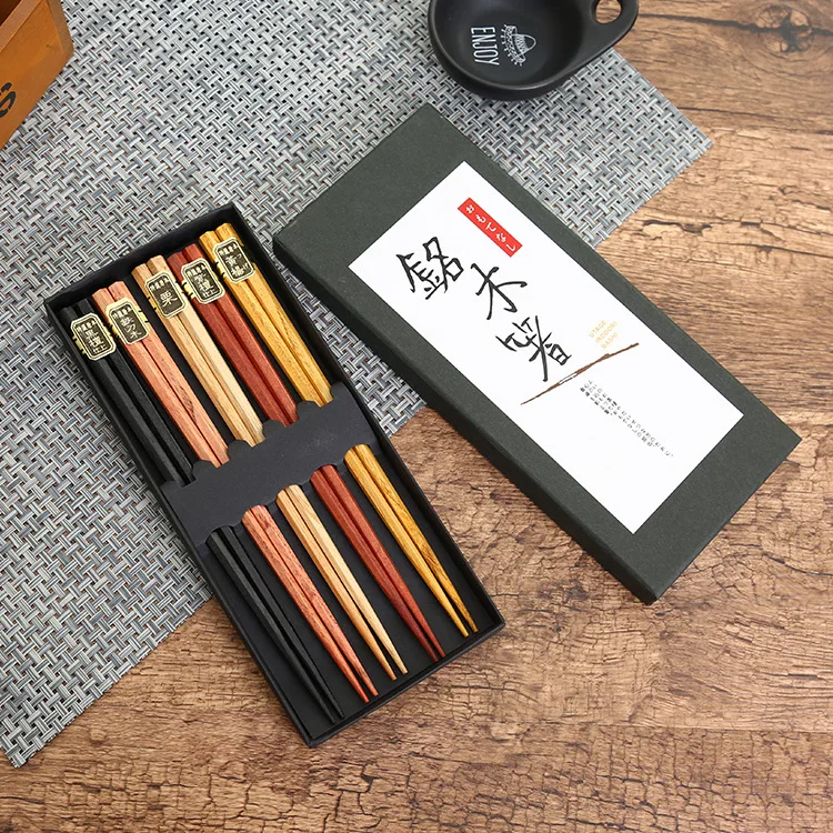 Japanese Style Five Wood Chopsticks with Gift Box