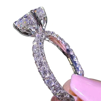 HSR591Hot Shine Full Rhinestone Princess Engaged Wedding Diamond Rings Women latest gold ring designs for girls B2447
