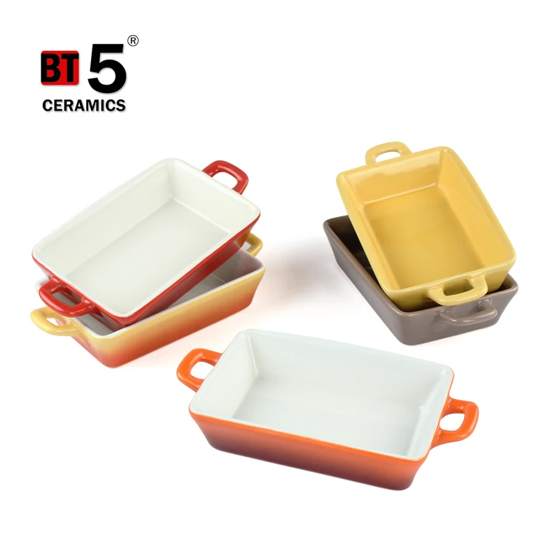 Restaurant Ceramic Baking Pans Wholesale Household 2 Ear Baking Dishes