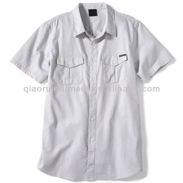 Premium Vector, Short sleeve work shirt with two chest pocket