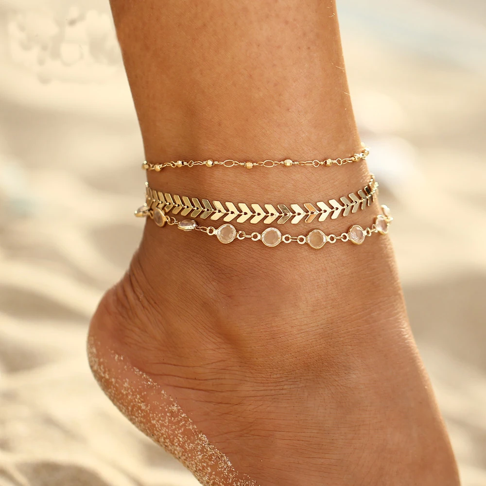 Золотые браслеты на ногу женские фото