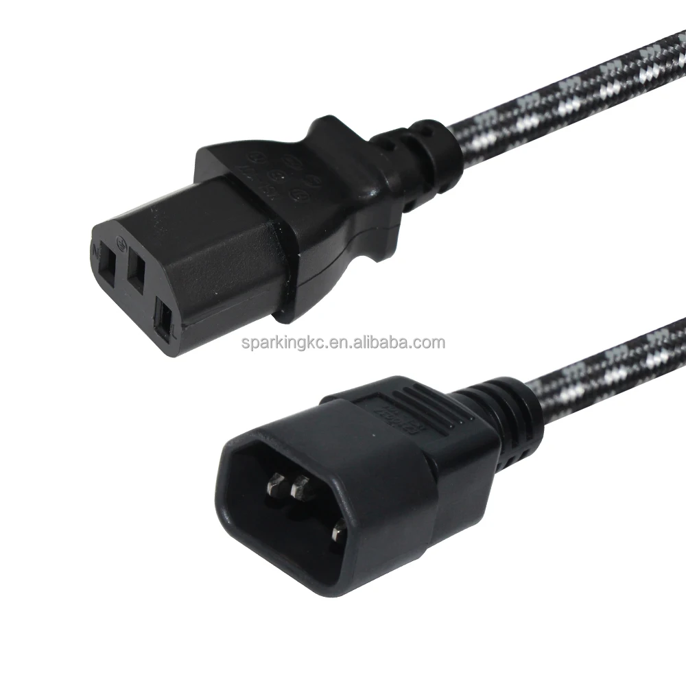 Power Cord Iec C13 C14 Power Cord Colored Power Cord With Braided - C13 C14 Connector Power Cord,C14 Universal Iec Connector 2m With C13 Colored With Braided H05vv-f 3g 1
