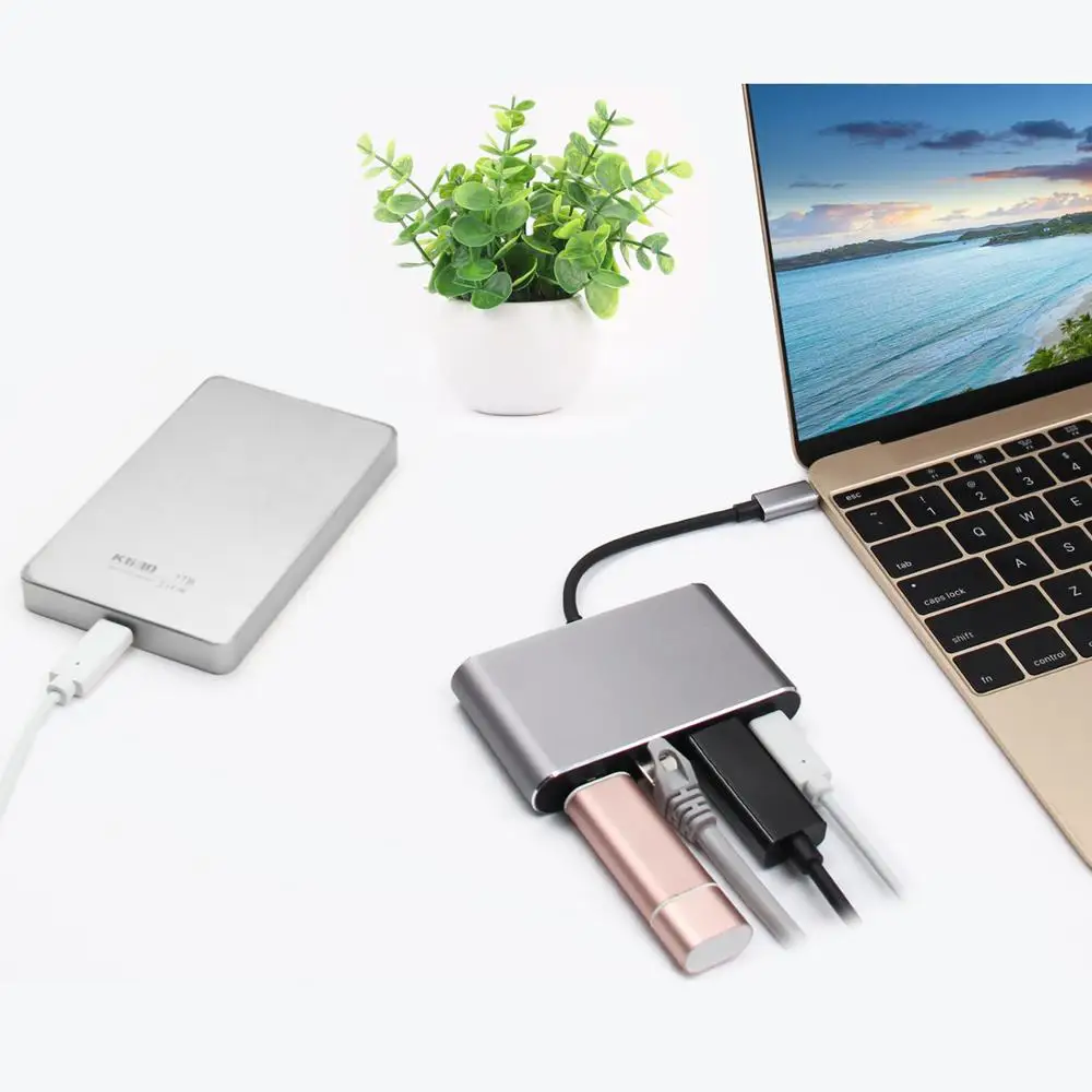 
 Умный Высокоскоростной HDMI Usb-концентратор Тип C 4 порта Usb 3,0 для macbook для телефона  