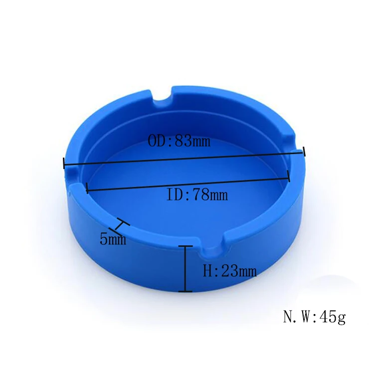 Factory Custom Printed Cheap  Glow in the Dark Silicone Round Ashtray