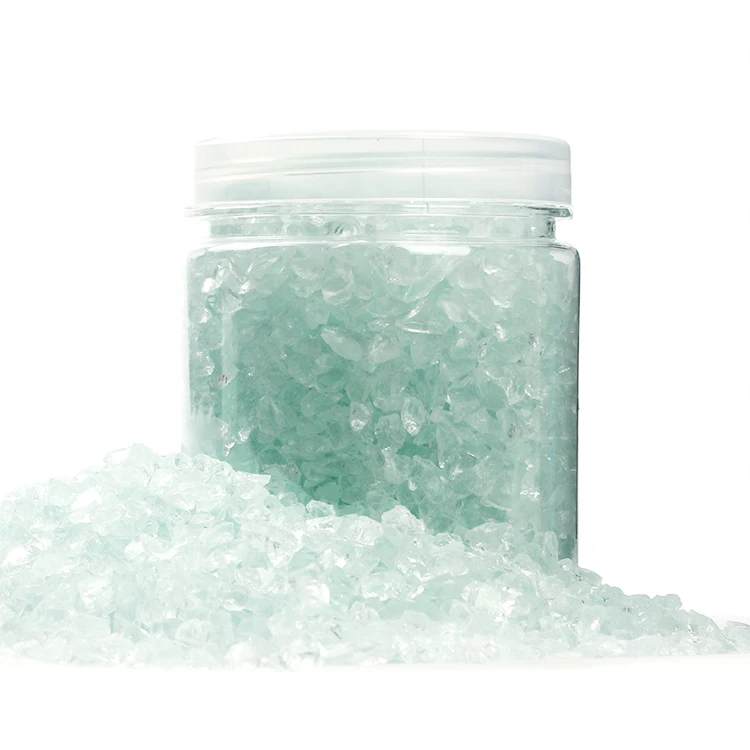 Камни из дробленого стекла зеленого цвета с высоким блеском для огня, камина, патио, садового декора