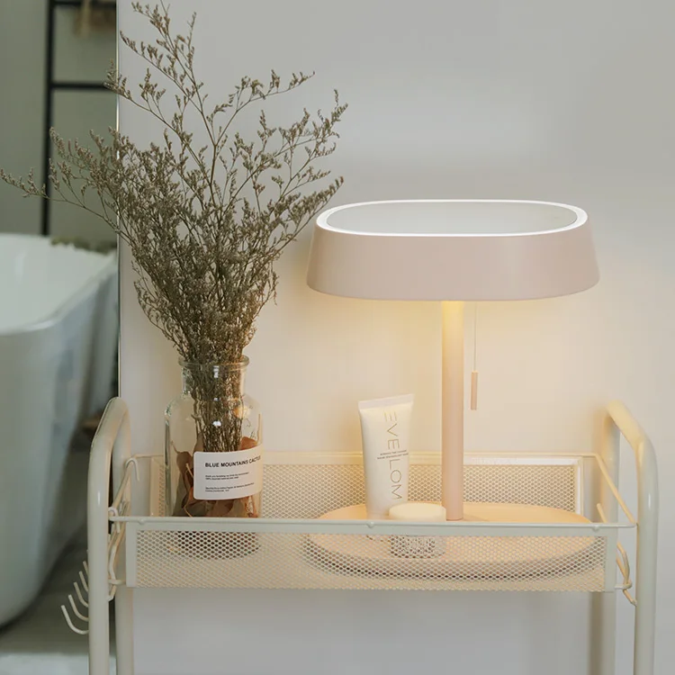 Simple Design Adjustable Lamp Pink Table Makeup Mirror With Light Buy