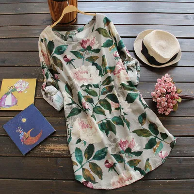 Long Sleeve Floral Tunic Tops T Shirt ...