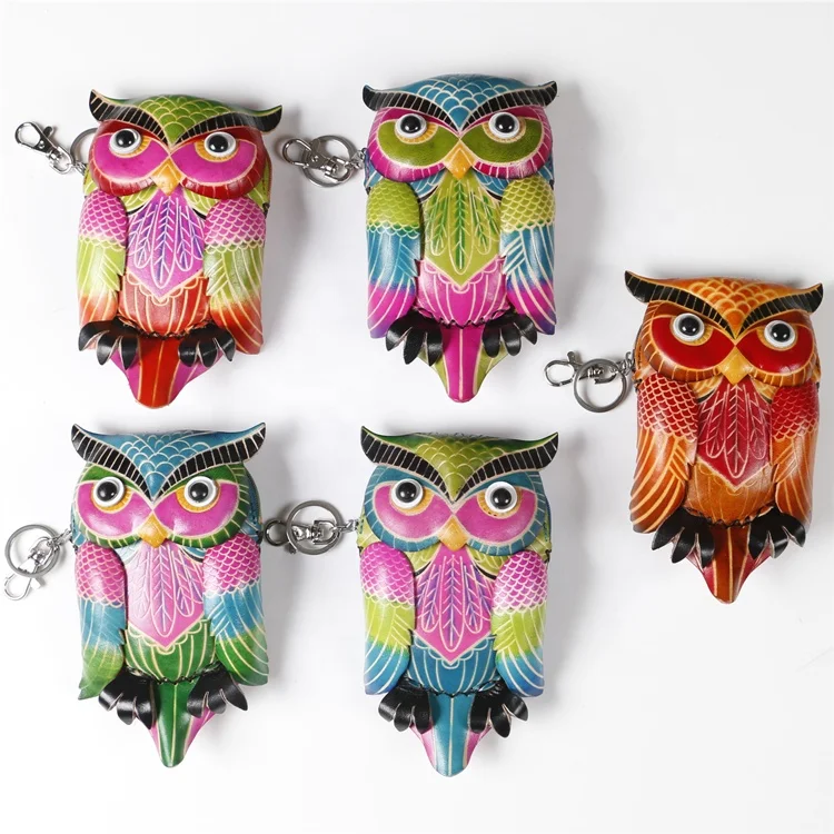 Лидер продаж, винтажный кошелек из воловьей кожи ручной работы с совами