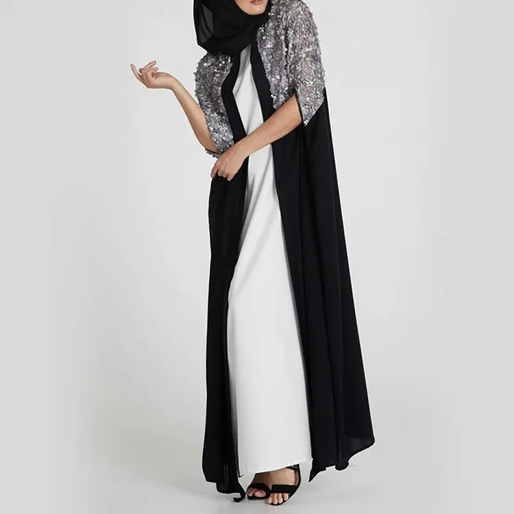 2019 Latest Burqa Designs Muslim Girls Prom Dress Sexy Photo Front Open Abaya