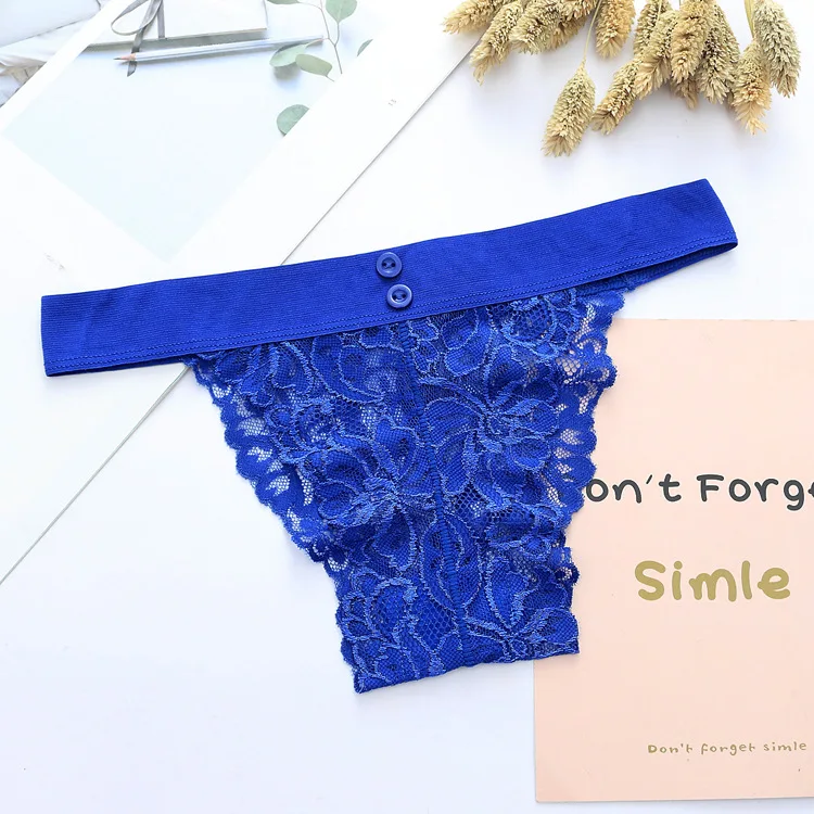 Wide Waistband 2 Button Decorated Super Sexy Seamless Lace Bikini Panties