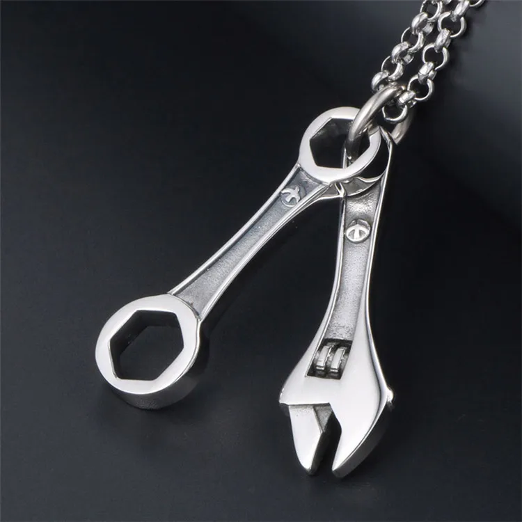 Direct Factory Price China Jewelry Wholesale Men Unique Stainless Steel Pendant Spanner Wrench Necklace
