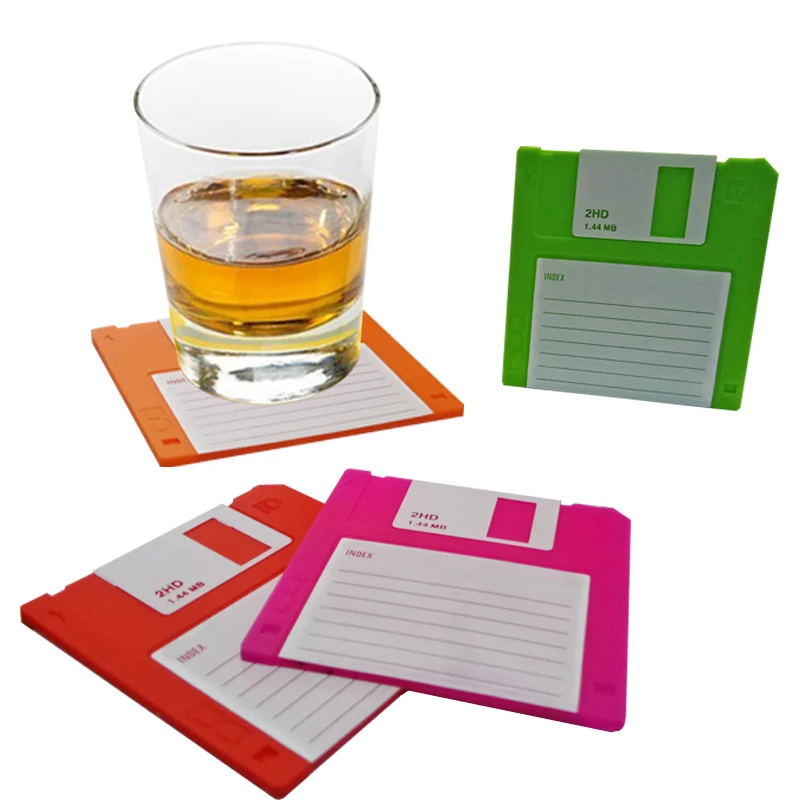 Set Di 6 Sottobicchieri In Silicone A Forma Di Floppy Disk – Regalo Retrò Per Amanti Del Computer - 2
