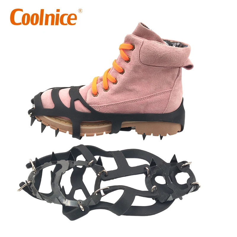 18 teeth Steel Traction Teeth Travel Climbing Snow Chains Crampons For Shoes Ice Shoe Cleats Gripper Spikes